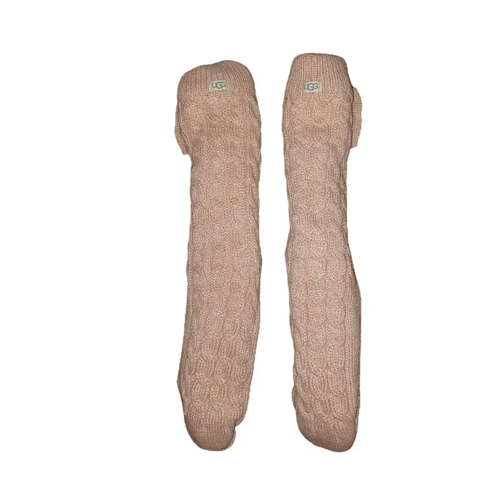 UGG Pink Lined Laila Bow Fleece Lined Womens Heavy Duty Socks